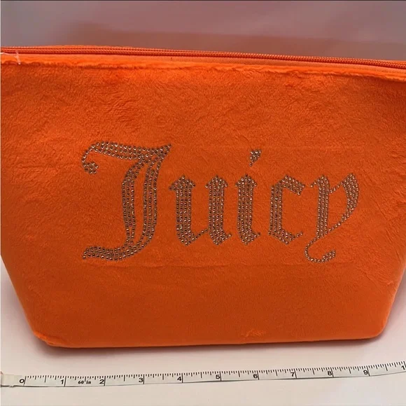 Juicy Couture Orange Velour Travel Cosmetics Bag - Picture 6 of 8